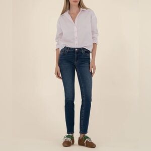 Kut From The Kloth Stevie Mid-Rise Dark Blue Women's Straight Leg Jeans- Size 4